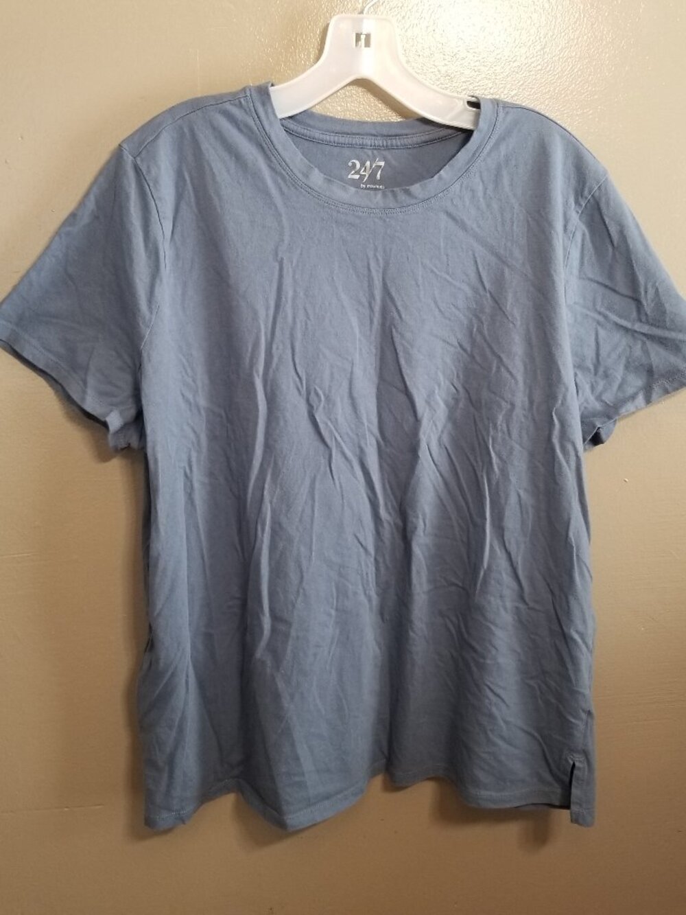 Maurices 24/7 Crew Neck Women's Short Sleeve Blouse, 2XL, Blue